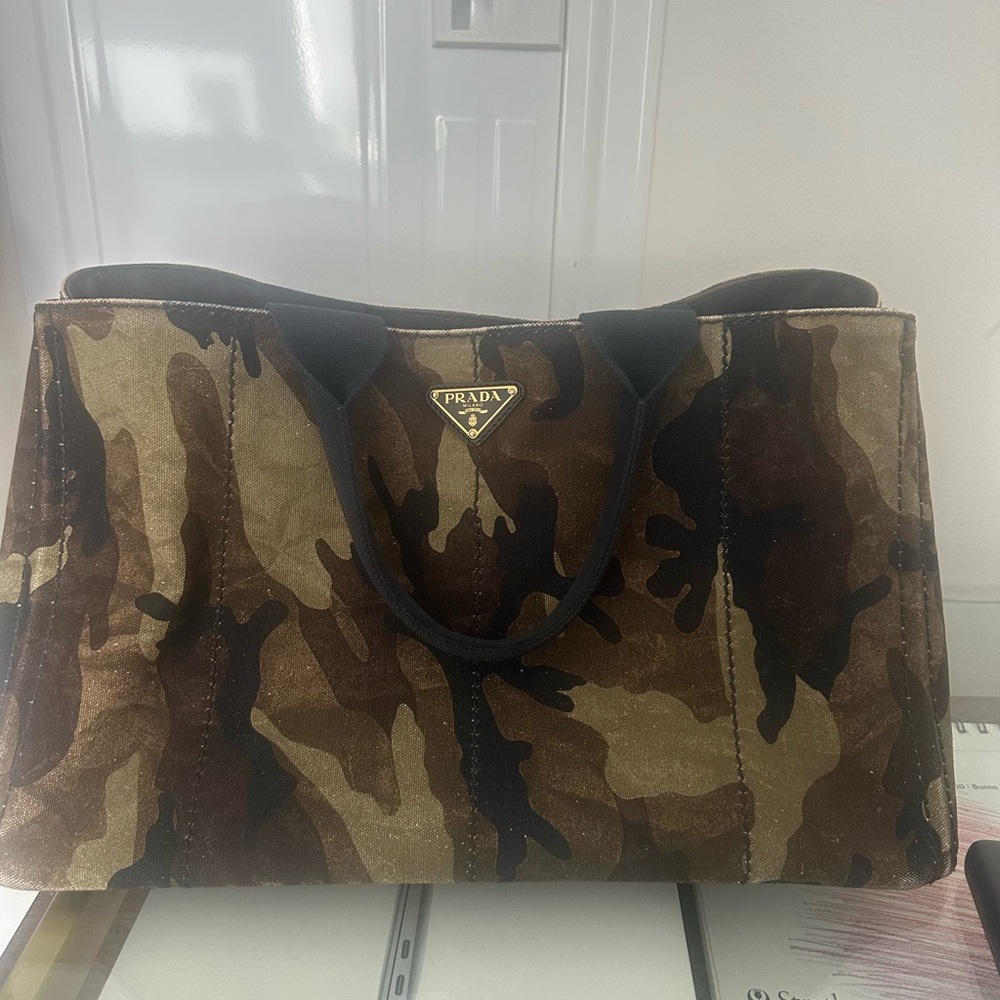 Vintage Prada (2008) Camo Canvas Tote